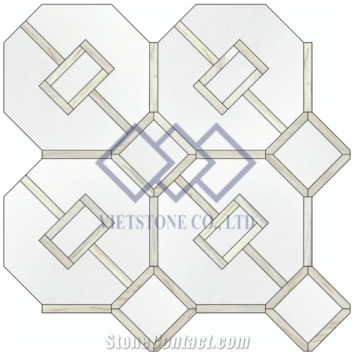 Milk White Marble Waterjet Mosaic Pattern