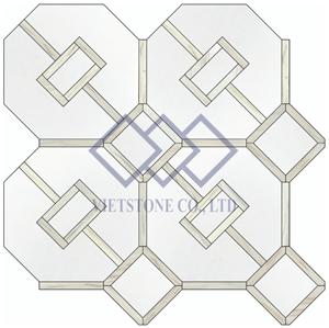 Milk White Marble Waterjet Mosaic Pattern