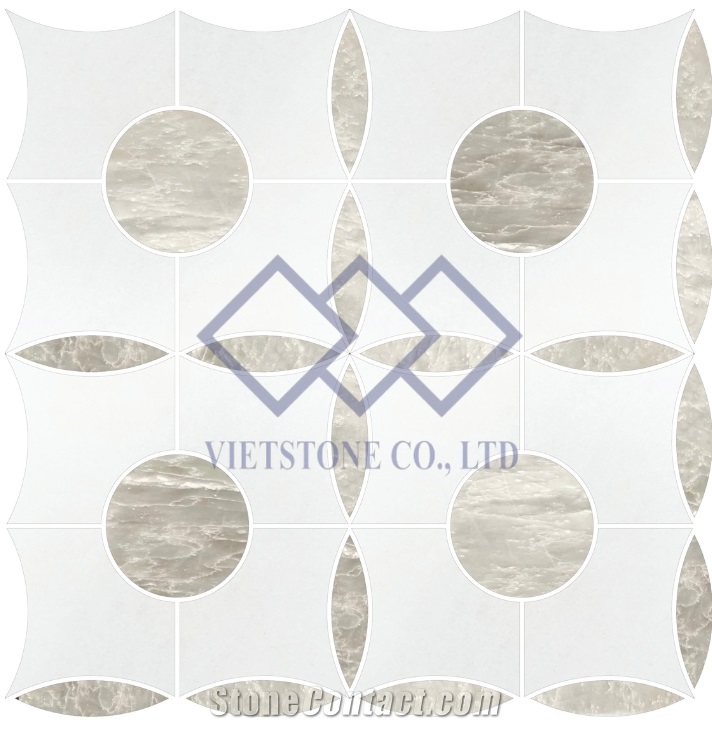 Milk White Marble Waterjet Mosaic Pattern