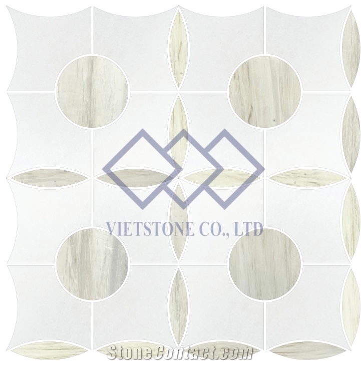 Milk White Marble Waterjet Mosaic Pattern