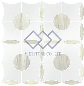 Milk White Marble Waterjet Mosaic Pattern