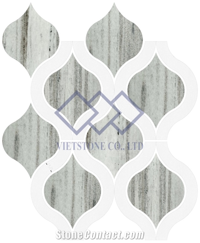 Milk White Marble Waterjet Mosaic Pattern
