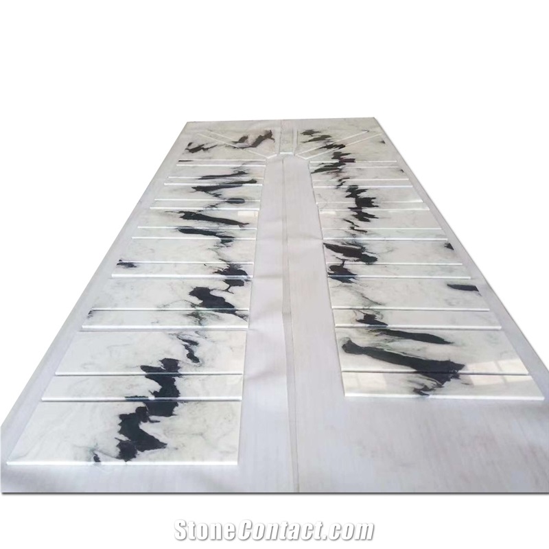 China Panda White Marble Stairs Treads And Riser