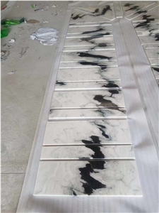 China Panda White Marble Stairs Treads And Riser