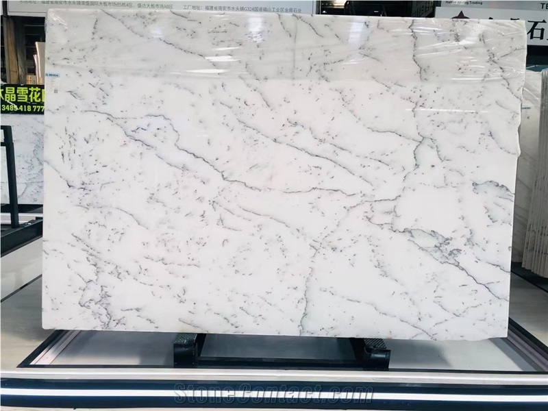 Fine Lines Snow White Marble Slab&Tiles For Floor