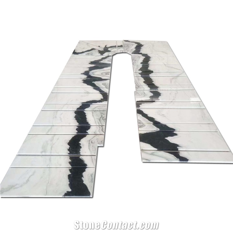 Panda White Marble Stairs Treads And Riser