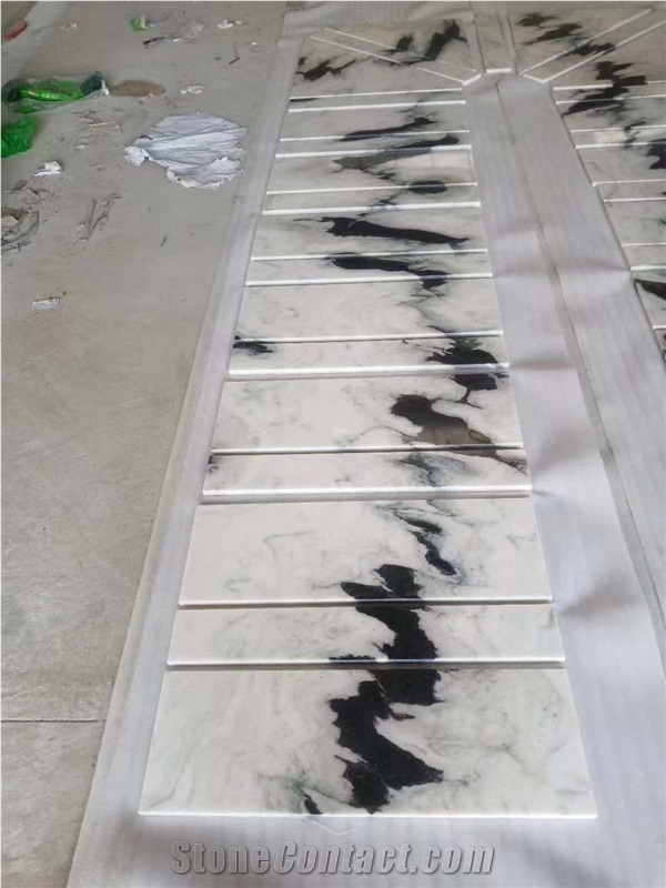 Panda White Marble Stairs Treads And Riser