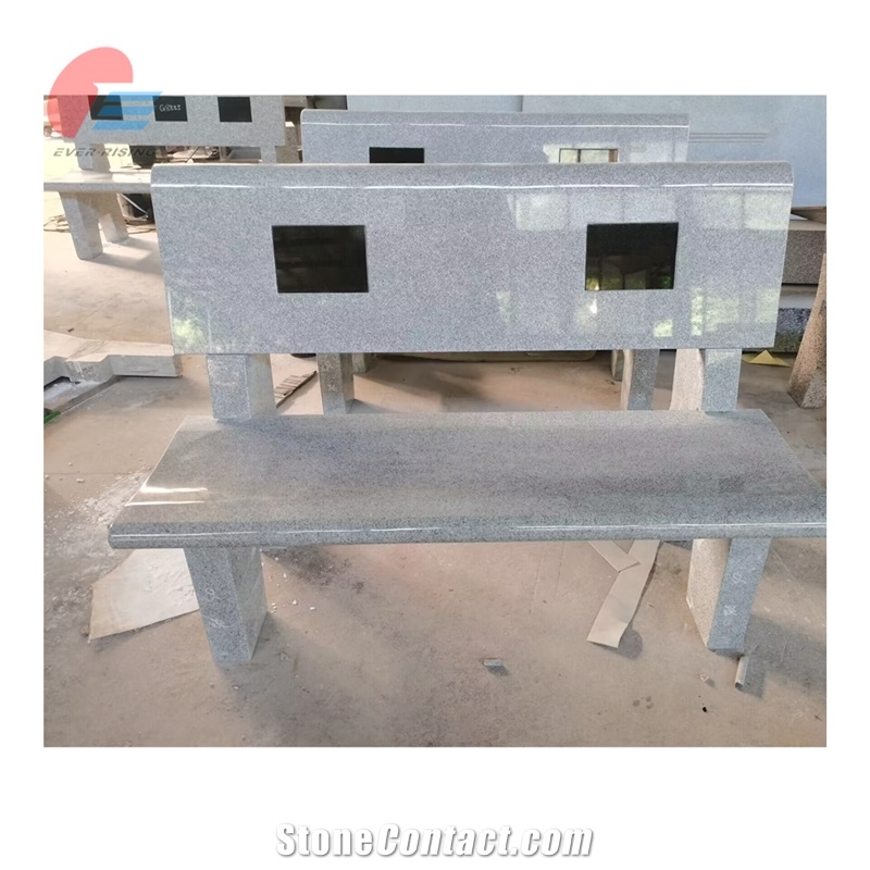 Grey Granite Park Bench Seat With Contoured Legs