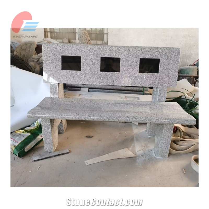 Grey Granite Park Bench Seat With Contoured Legs