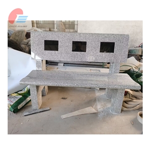Grey Granite Park Bench Seat With Contoured Legs