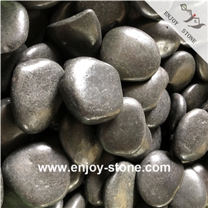 Polished Mixed Size Black Pebble Stone For Walkway/Road