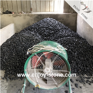 Polished Mixed Size Black Pebble Stone For Walkway/Road