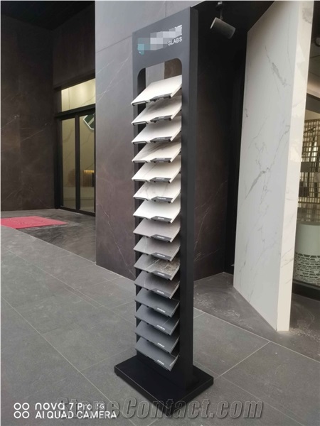 Quartz Stone Tower Rack, Glass, Timber Sample Stand