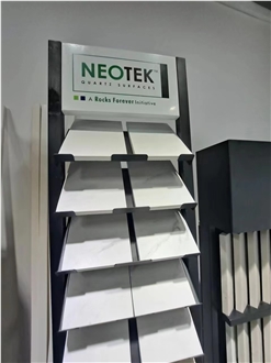 Quartz Stone Tower Rack, Glass, Timber Sample Stand