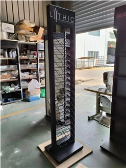 Quartz Stone Tower Rack, Glass, Timber Sample Stand