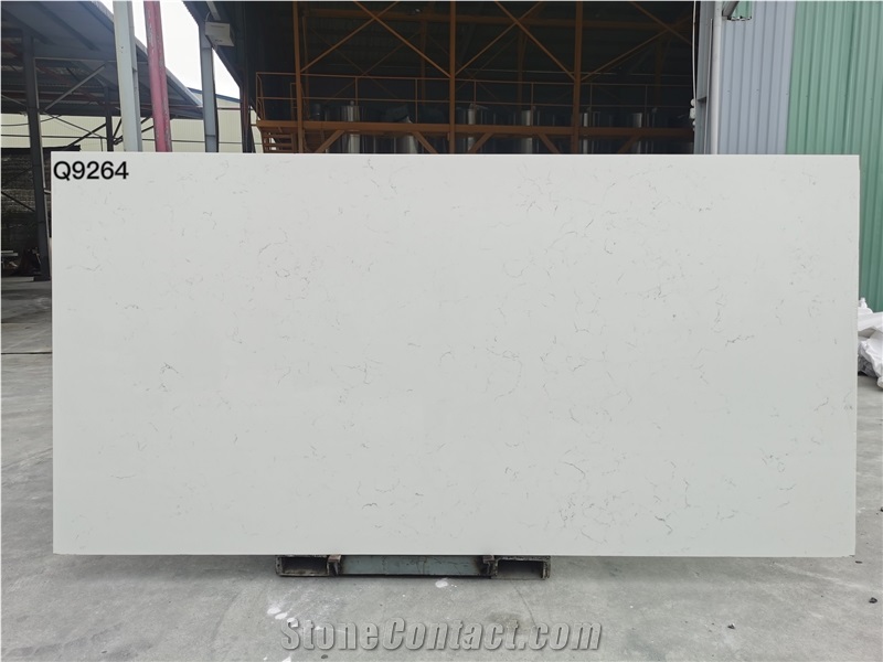 Artificial Carrara White Quartz Stone Slabs Vietnam Factory