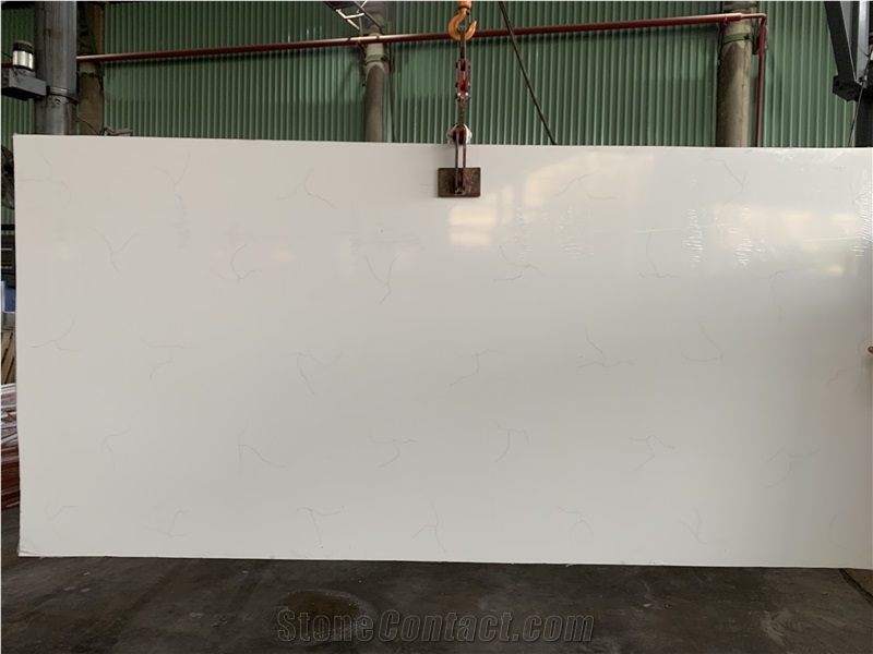 Artificial Carrara White Quartz Stone Slabs Vietnam Factory
