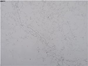 Calacatta White Quartz Stone Slab Fabricated In Vietnam