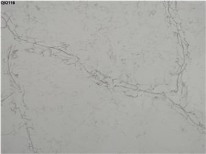 Calacatta White Quartz Stone Slab Fabricated In Vietnam
