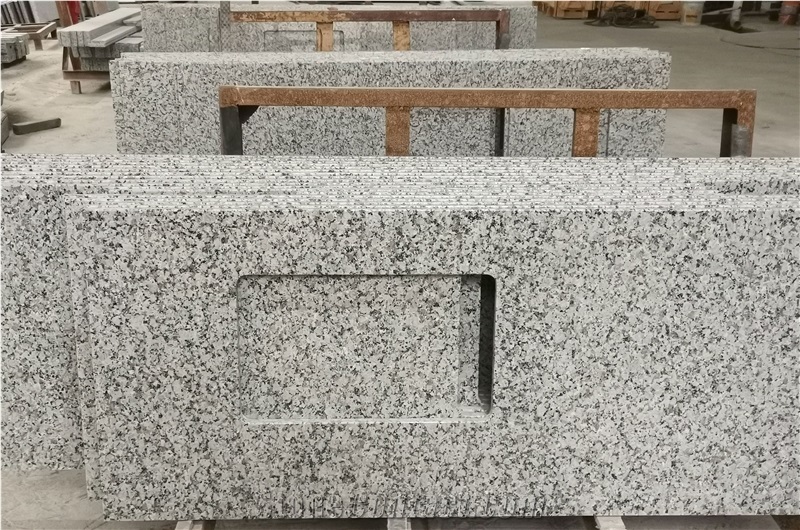 Custom Light Gray Granite Prefab Countertop For Kitchen