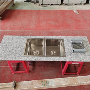 Custom Light Gray Granite Prefab Countertop For Kitchen