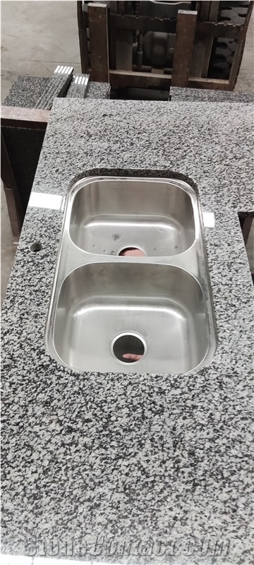 Custom Light Gray Granite Prefab Countertop For Kitchen