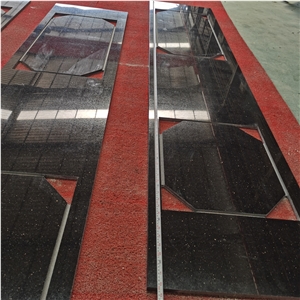 Polished Black Galaxy Kitchen Countertop With Sink Cutouts