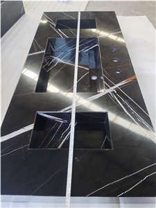 Sahara Noir Marble Vanity Top Backing With Honeycomb Alum