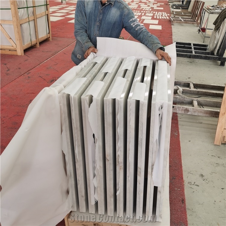 White Marble Grey Vein Table Top Design Restaurant Tabletops