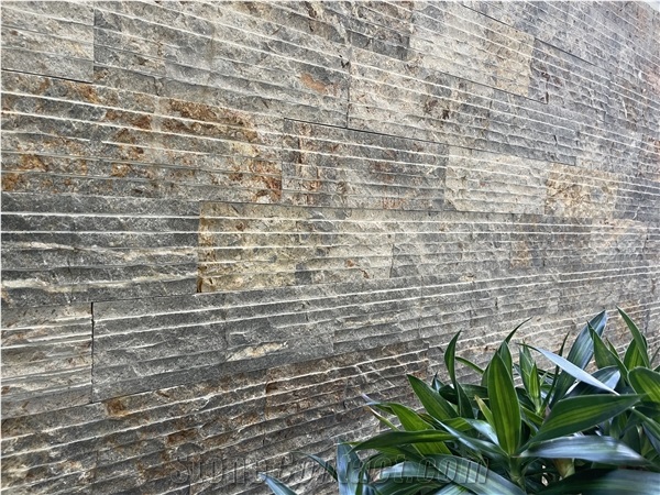 Multi Color Line Chiseled Stone Wall Cladding Panels