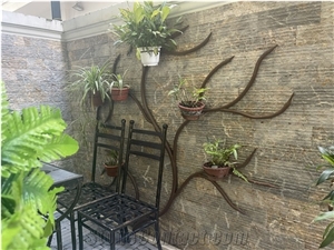 Multi Color Line Chiseled Stone Wall Cladding Panels
