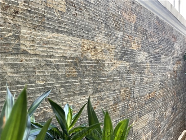 Multi Color Line Chiseled Stone Wall Cladding Panels
