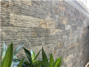 Multi Color Line Chiseled Stone Wall Cladding Panels