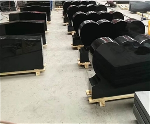 Heart Style Shanxi Black Granite Tombstone