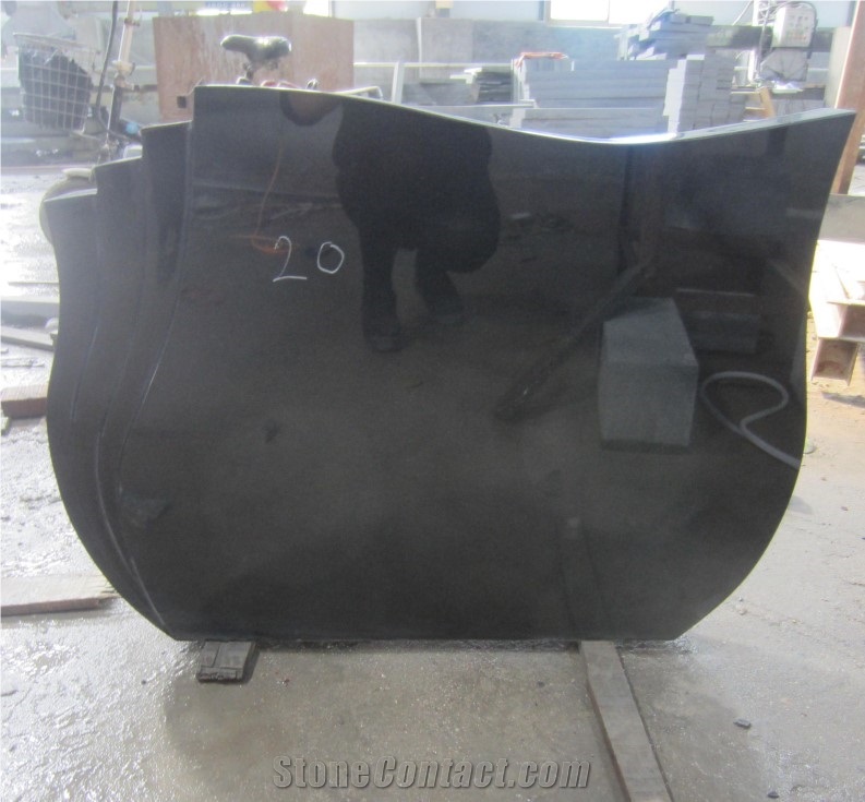 Heart Style Shanxi Black Granite Tombstone