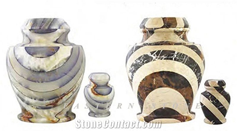 ASH URN CHECKERBOARD, MOSAIC STONE FUNERAL URN, CREMATION