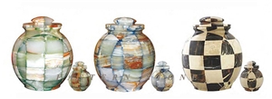 ASH URN CHECKERBOARD, MOSAIC STONE FUNERAL URN, CREMATION