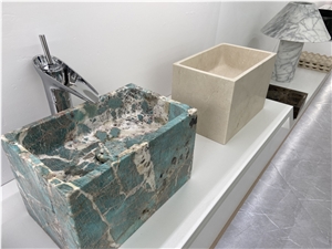 Amazonite Green Granite Wall Hanging Small Bathroom Sink