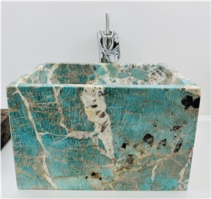 Amazonite Green Granite Wall Hanging Small Bathroom Sink