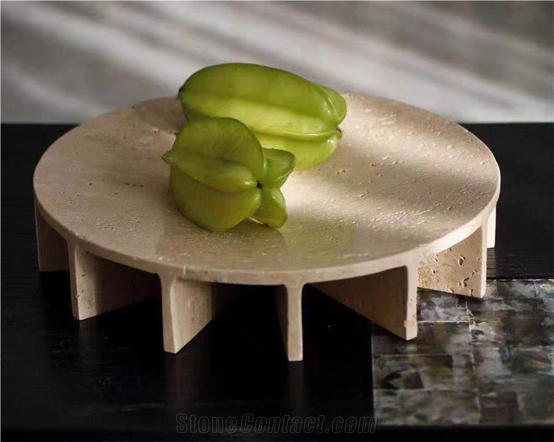 Creative Nordic Beige Travertine Household Service Plate