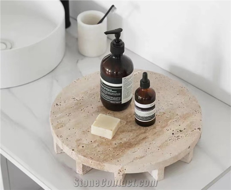 Creative Nordic Beige Travertine Household Service Plate