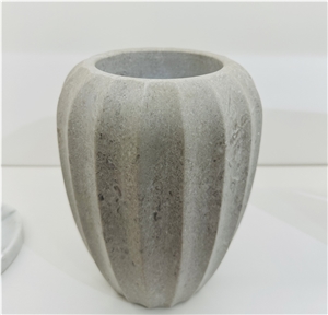 Grey Marble Table Top Flower Fluted Vase Home Decor Products