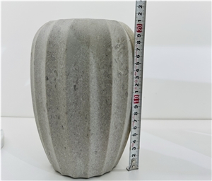 Grey Marble Table Top Flower Fluted Vase Home Decor Products