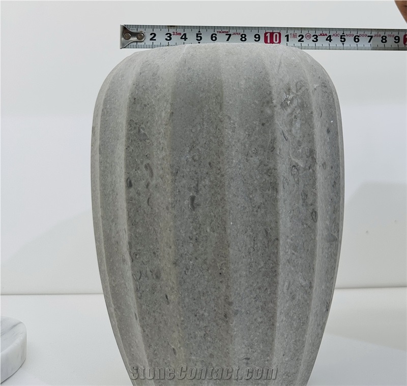 Grey Marble Table Top Flower Fluted Vase Home Decor Products