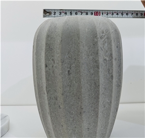 Grey Marble Table Top Flower Fluted Vase Home Decor Products