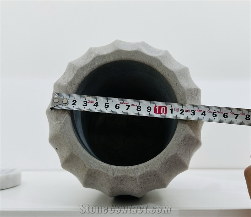 Grey Marble Table Top Flower Fluted Vase Home Decor Products
