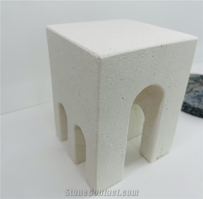 Interior Bookcase Ornaments Beige Limestone Bookends