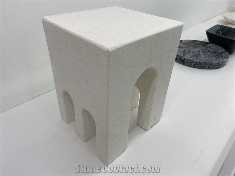 Interior Bookcase Ornaments Beige Limestone Bookends