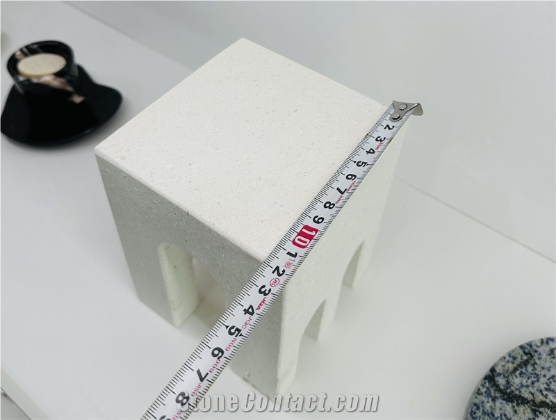 Interior Bookcase Ornaments Beige Limestone Bookends