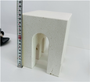 Interior Bookcase Ornaments Beige Limestone Bookends